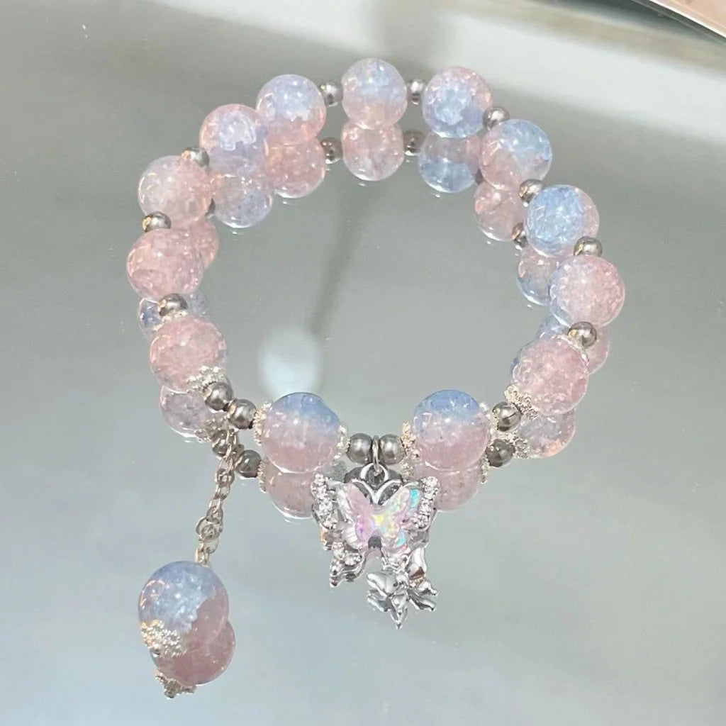 New Simple Beads Crystal Bracelet For Women Girls Korean ins Flower Fox Feather Tassel Bracelets Best Friend Jewelry Gifts 2024 Pi-Mart