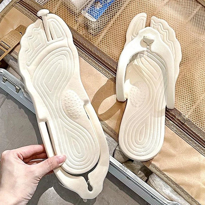 Folding Slippers Trip Travel Portable Slides Women Men Light Home Hotel Salon Homestay Guest Use Sandals Bathing Beach Shoes LadyShow.Store
