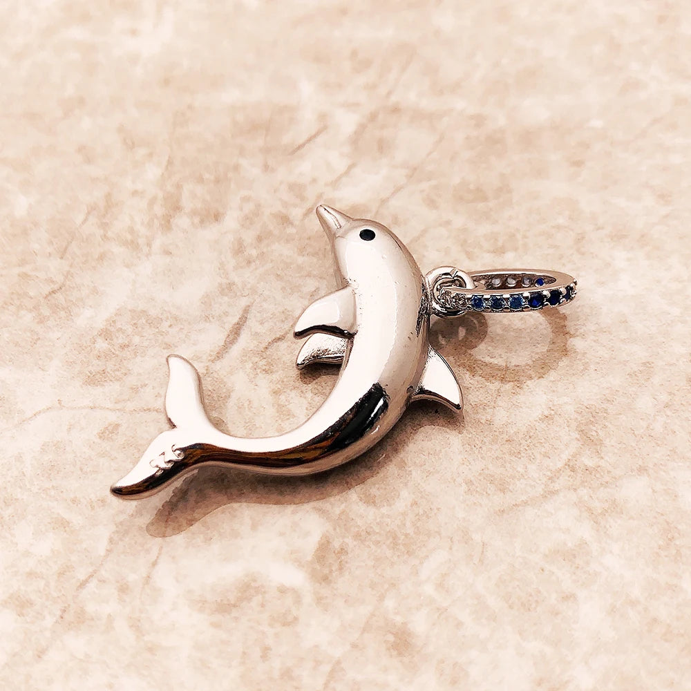 Pendant Dolphin Blue Brand 925 Sterling Silver Glam Jewelry 2023 Europe Style Accessorie Soul Lucky Gift For Woman Pi-Mart