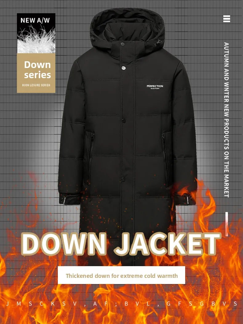 Winter Luxury Brand Men's Down Jacket Coat Parkas Padding Warm Puffer Jackets Long Man Jacket Knee Length Thickened Hooded HXY02 Pi-Mart