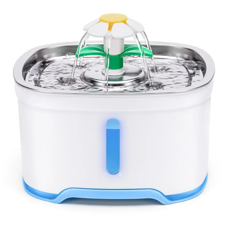 Pet Water Fountain Quiet Pump Visible Water Level 4-Layer Filter Flower Nozzle Cat Dispenser Drinking Bowl Cats Small Dogs Home Pi-Mart