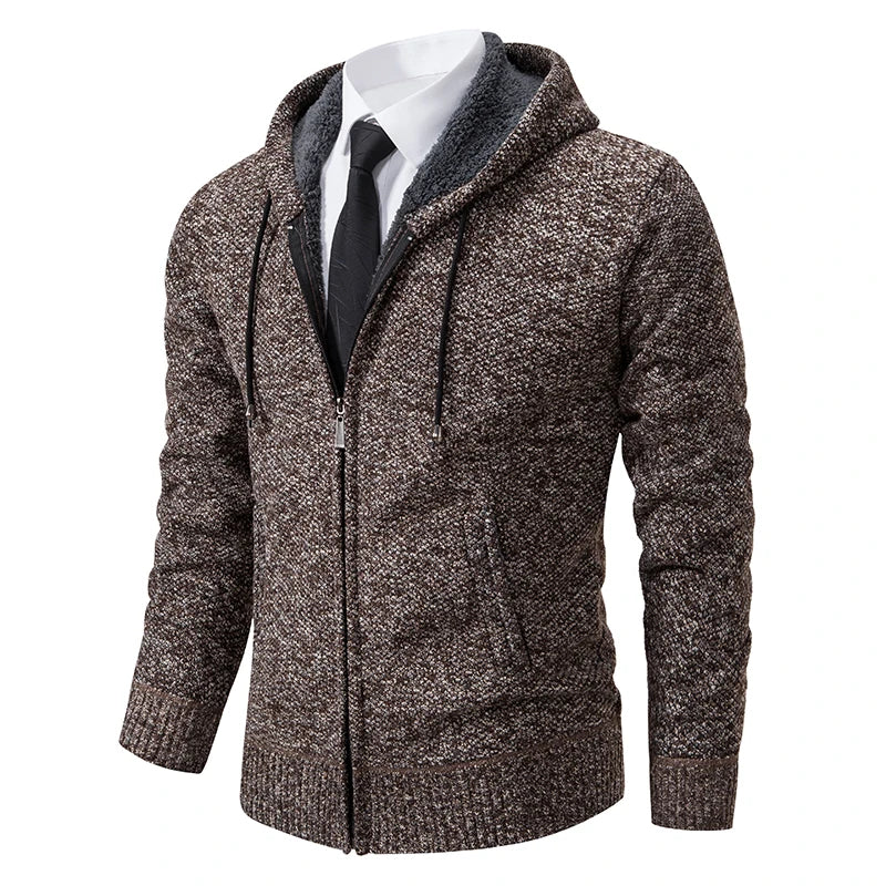 Autumn And Winter New Jersey Men's Casual Sports Coat Solid Color Stand Collar Wweater Grab Fleece Warm Zipper Cardigan Pi-Mart