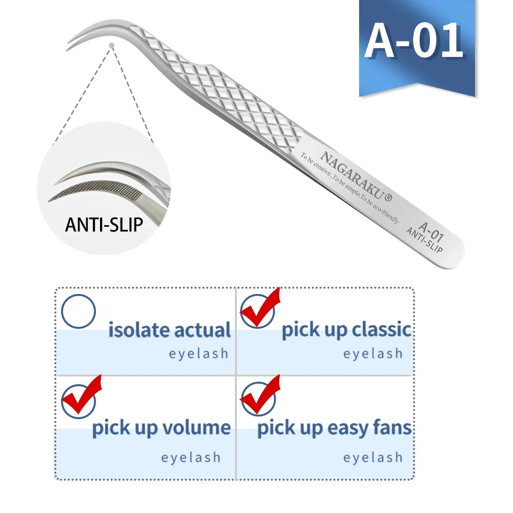 NAGARAKU Eyelash Extension Tweezers Makeup Stainless Steel Eyelash 3D accurate Clip Pi-Mart