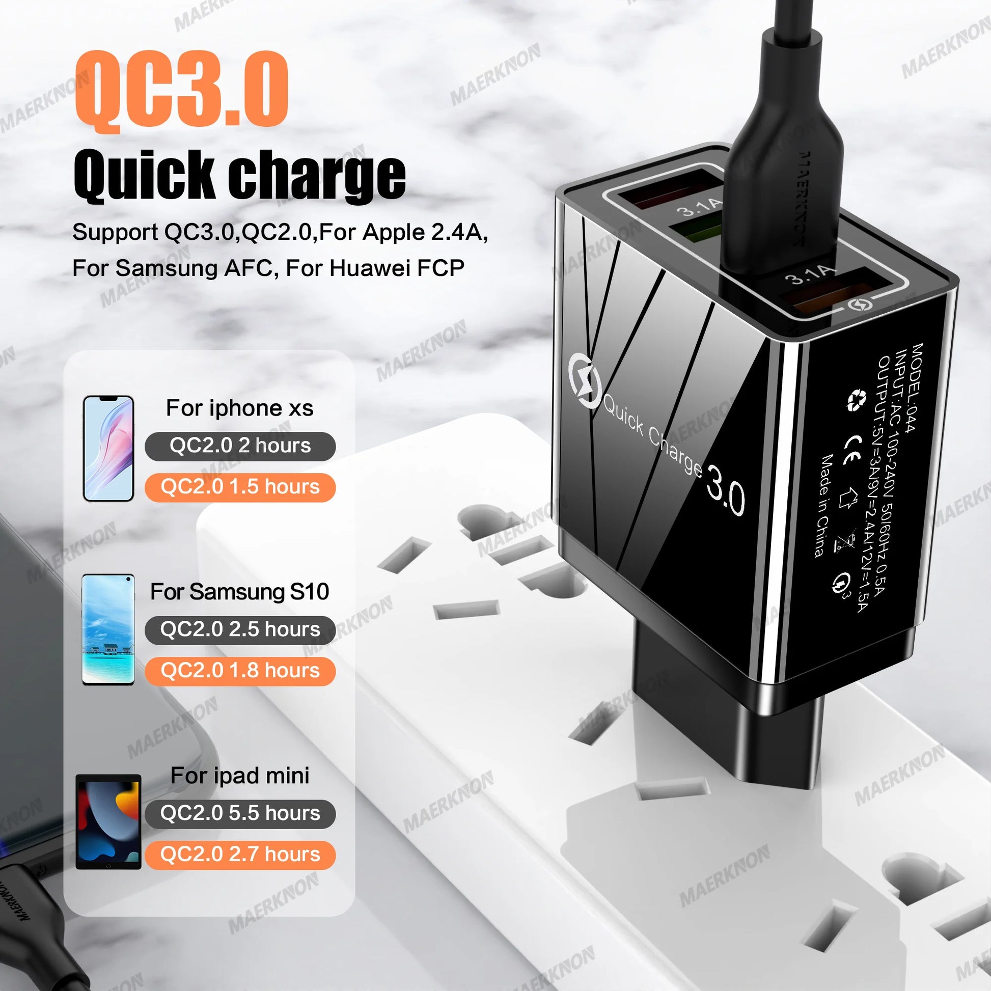 3A USB Charger 4 Ports USB Quick Charge 3.0 EU US Plug For iPhone Samsung Xiaomi Poco Fast Charging Mobile Phone Charger Adapter Pi-Mart