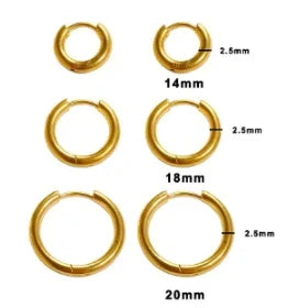 Luxury Shiny Zircon Hoop Earrings for Women Trendy Golden Stainless Steel Wed Ear Geometric Circle Earring Jewelry Pendientes Pi-Mart