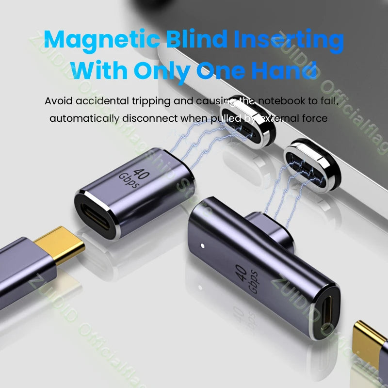 USB4.0 Thunderbolt3 Magnetic Adapter USB C To Type C 40Gbps 100W Fast Charging Magnet Converter Cable 8K@60Hz USB Type C Adapter Pi-Mart