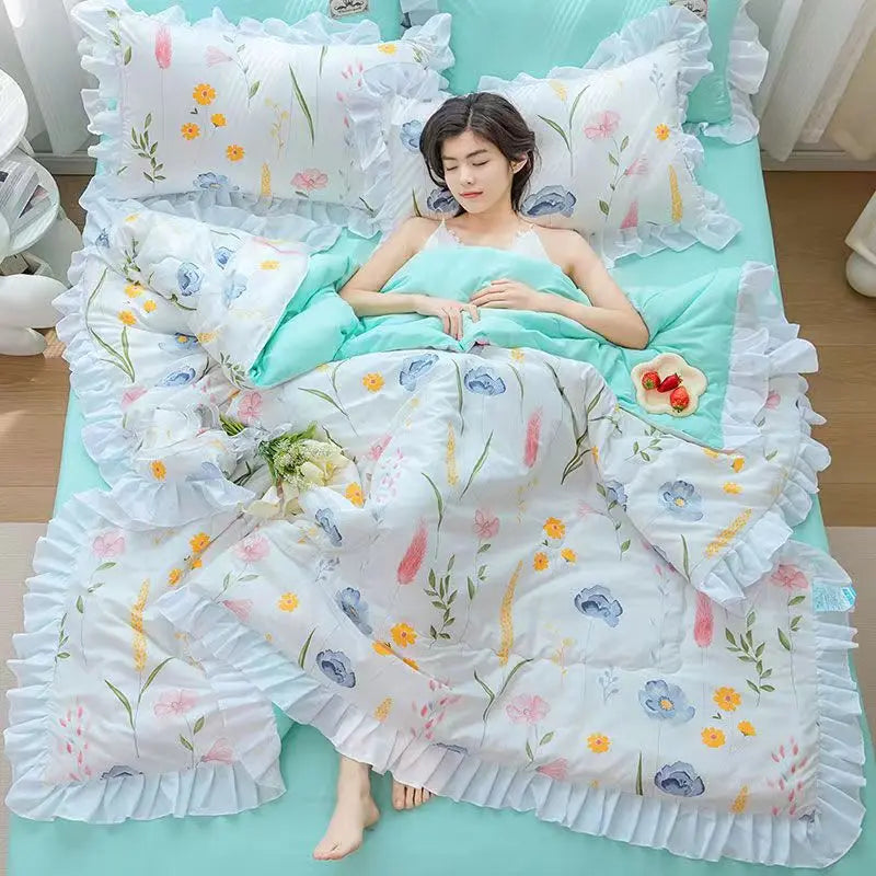 Summer Quilted Blanket Comforter Duvet Cover for Single Double Bed Air Condition Quilt Student Car Kids Adult Bed Cover Bedding Pi-Mart