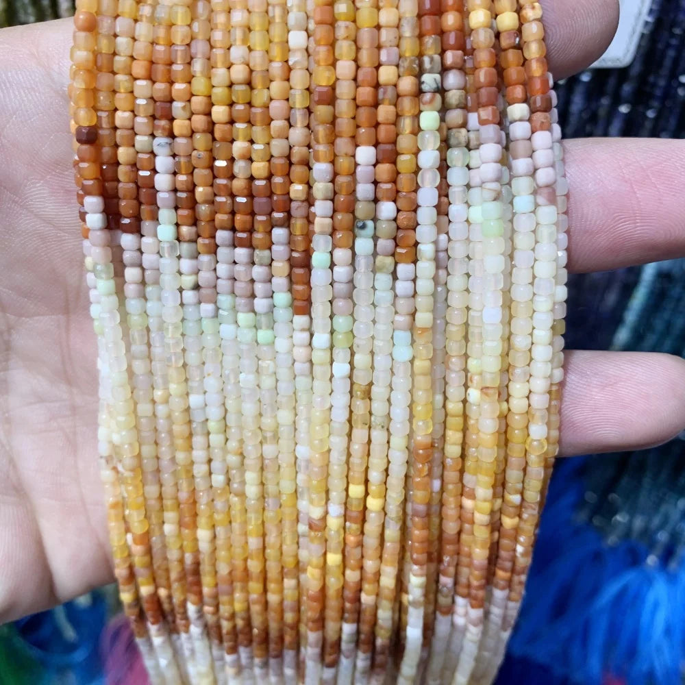 2x2mmNatural Colored Tourmaline Blue Tourmaline Faceted Cube Beads Square Stone Beads for JewelryDIY Making  Gemstone Loose Bea Pi-Mart