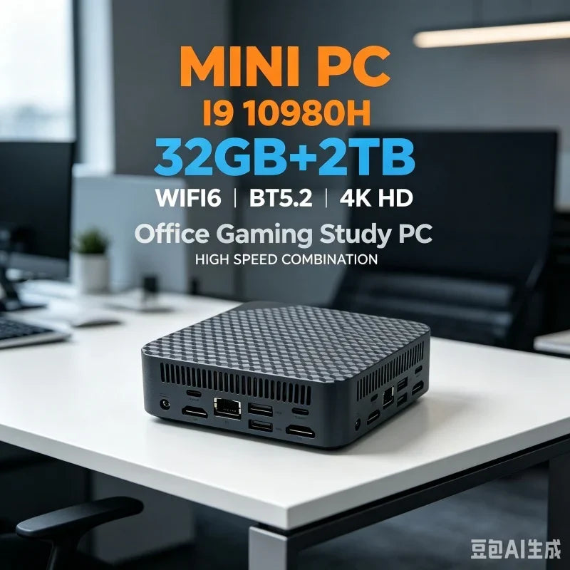 Compact Mini Gaming PC Intel i9 10980HK 16GB 32GB RAM 1TB 2TB SSD 4K HD Home Office Desktop Device Pi-Mart