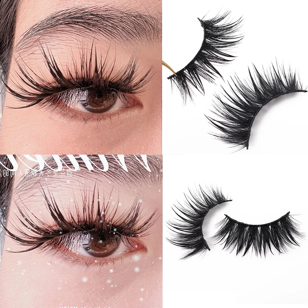 Yiernuo 1/5 Pairs Cosplay Anime Eyelashes Manga Lashes Dramatic Fairy Clusters Lashes Wet Look Lashes Pi-Mart