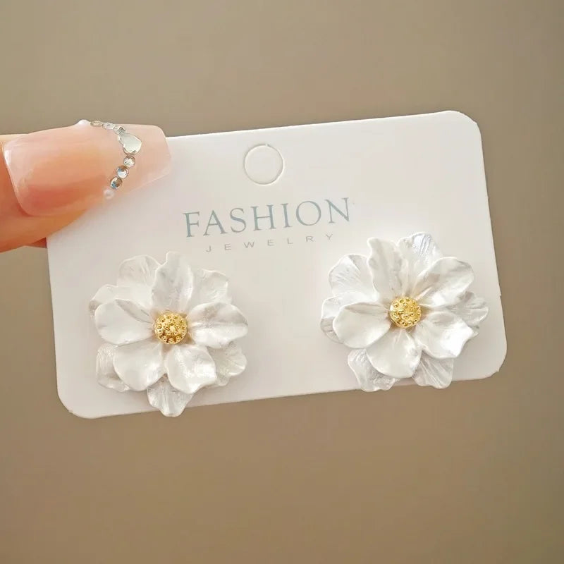 New Fashion Sweet Design Spring/Summer Blue Pink Enamel Flower Light Luxury High End Earrings Party Gifts for Women Jewelry Pi-Mart