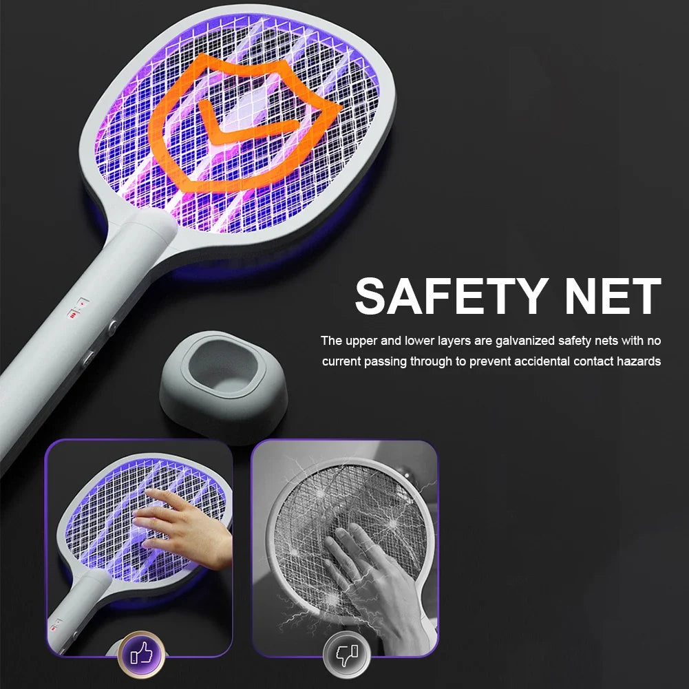 2 in 1 Multi functional Bug Zapper Racket USB Rechargeable Mosquito Killer Safe Electric Mosquito Swatter Pest Control Supplies LadyShow.Store