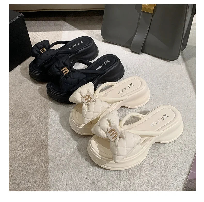 2024 summer New Fashion Women Shoes Slippers Comfortable Platform Shoe High Heels Leisure flower outdoor beach Slipper Women Pi-Mart