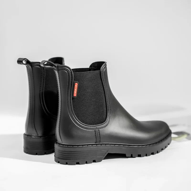 Women's short tube anti slip rain shoes, lightweight waterproof water shoes, fashionable Chelsea rain boots, PVC one-time moldin LadyShow.Store