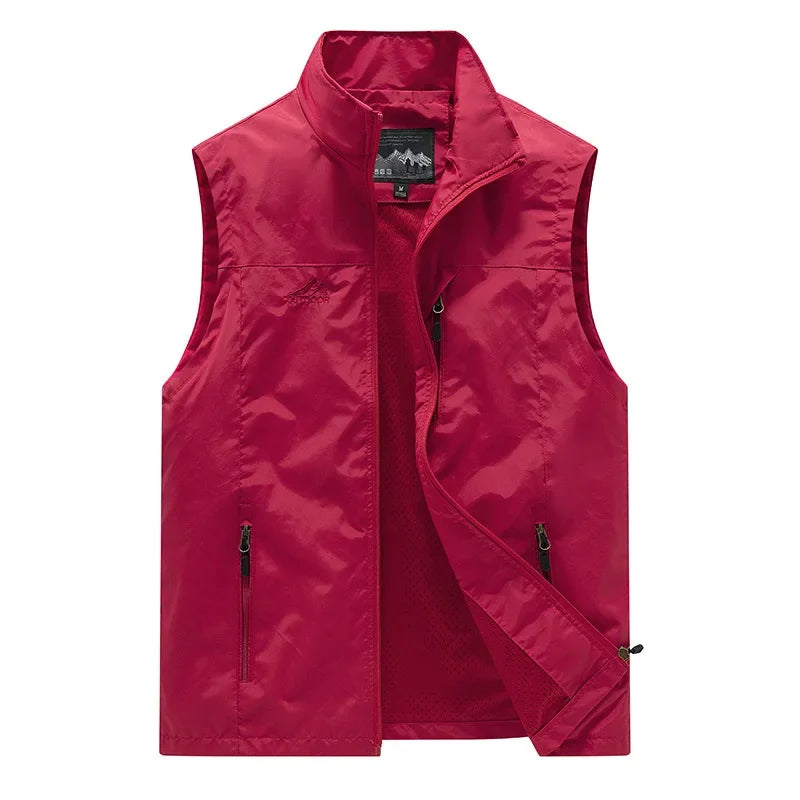 FGKKS Spring New Men Waistcoat Outdoor Leisure Solid Color Vest Young Middle-aged Photography Fishing Casual Vest Jacket Male LadyShow.Store
