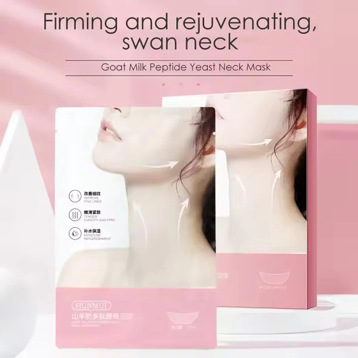 10pcs Goat Milk Neck Mask Collagen Firming Hydrating Crystal Neck Masks Skincare Nourishing Brightening Beauty Necks Skin Care Pi-Mart