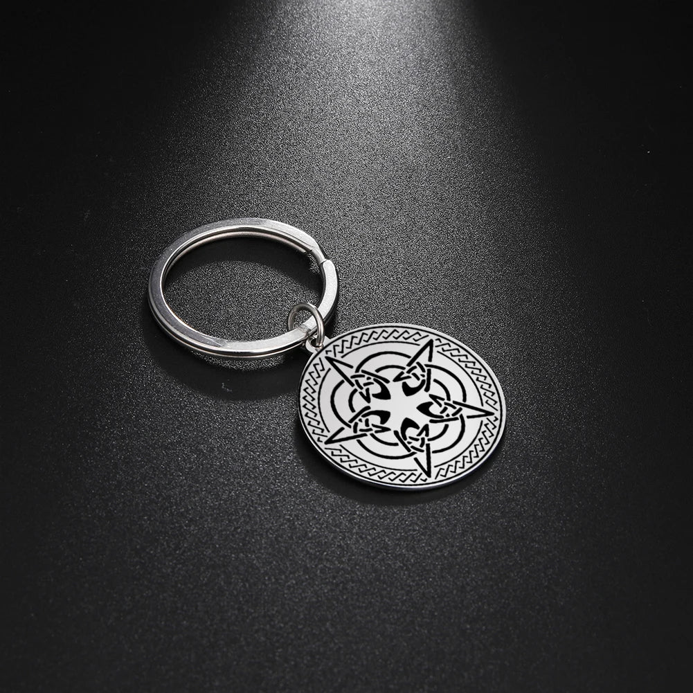 Dawapara Protection Secret Seal of Solomon Pendant Keychain Witchcraft Hexagram Wealth Fortune Amulet Stainless Steel Jewelry Pi-Mart