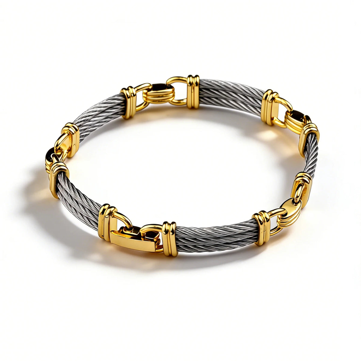 Unisex Stainless Steel Cable Bracelet: Designer-Inspired Twisted Cable, Classic and Elegant, with a Stainless Steel Clasp Pi-Mart