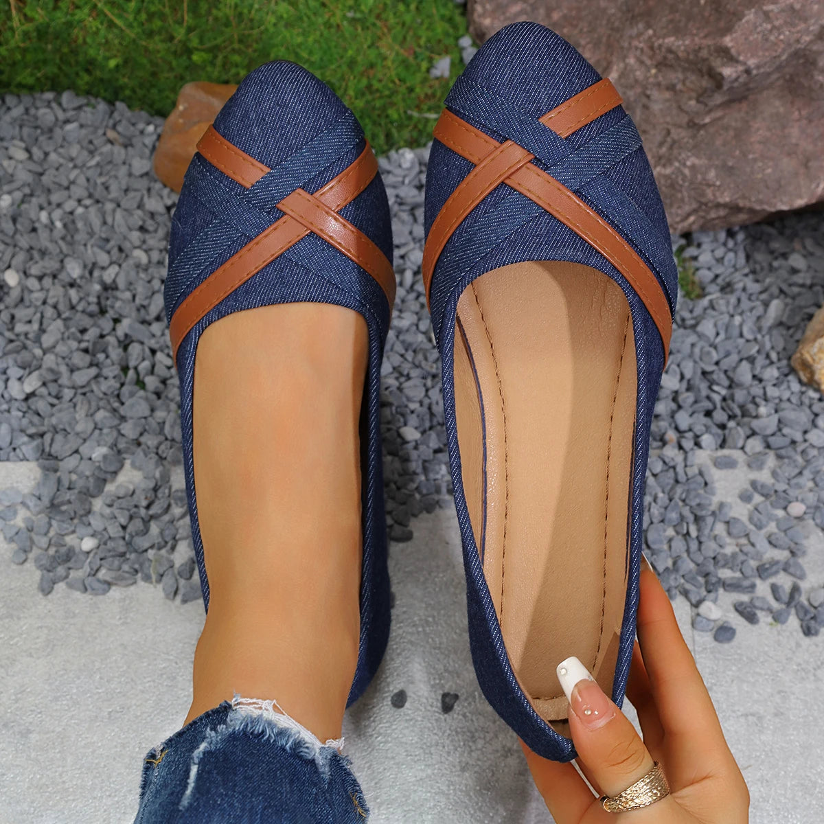 2025 Spring and Autumn New Fashionable Breathable Comfortable Flat Shoes Anti slip Large Women's Shoes Casual Shoes Pi-Mart