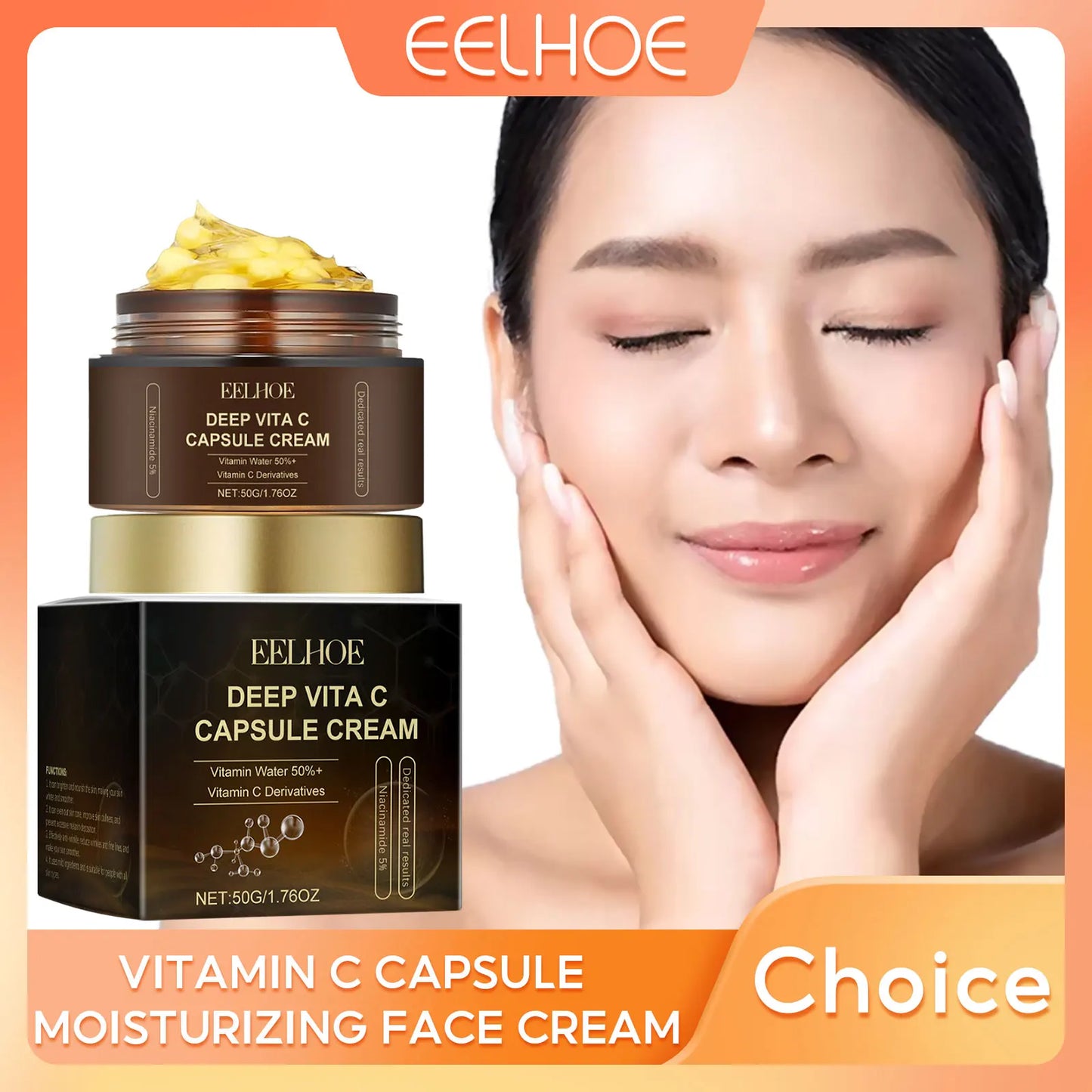 Vitamin C Capsules Facial Moisturizing Cream Melanin Removal Rejuvenate Skin Lightening Wrinkles Remover Brightening Face Cream Pi-Mart