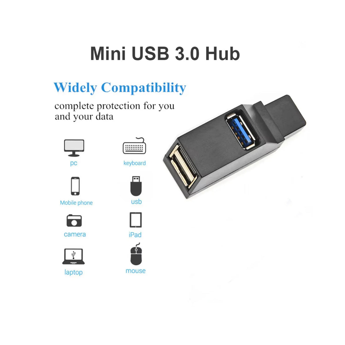 USB 3.0 HUB Adapter Extender Mini Splitter Box 1 to 3 Ports High Speed USB 2.0 For PC Laptop U Disk Card Reader Pi-Mart