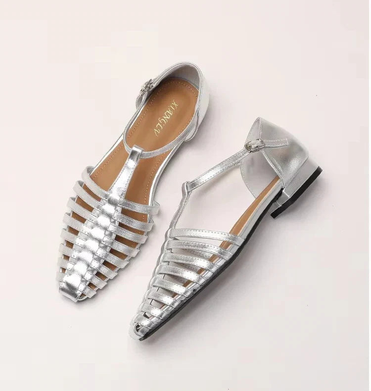 ZAROY Summer Cross Strap Flat Sandals Women Round Toe Ankle Buckle Hollow Casual Roman Sandalia Zapatos De Mujer сандали LadyShow.Store