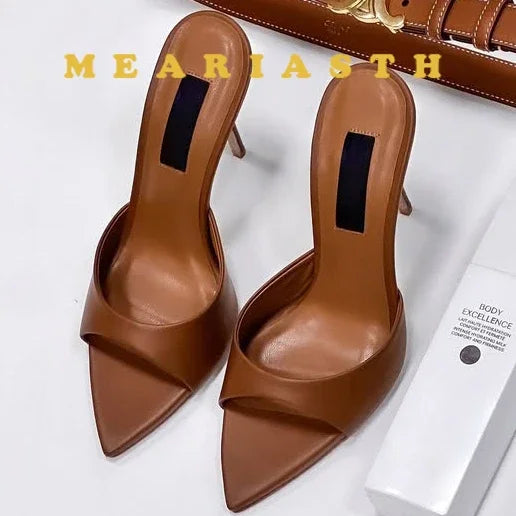 12/10cm pointed Open Toe High Heel Shoes Woman Summer OutsideSlipper Party Stiletto Luxury Designer Patent Leather Women Sandals LadyShow.Store