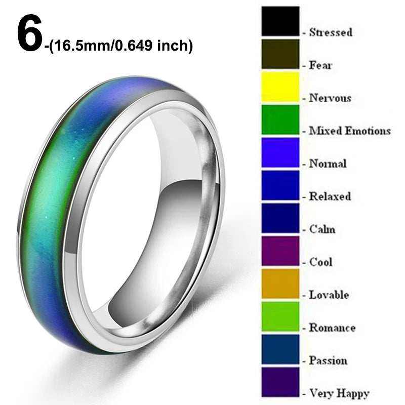 1pc Stainless Steel Mood Ring Changing Color Rings Emotion Feeling Temperature Ring For Women Men Couples Rings Fashion Jewelry Pi-Mart