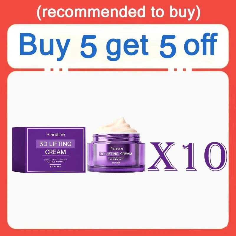 Viareline 3D Lifting Cream, Face & Neck Firming Moisturizer, Improve Skin Elasticity Anti-Aging Daily Facial Cream 50g Pi-Mart