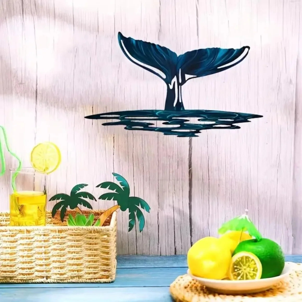 Elegant Whale Tail Metal Wall Art - Unique Ocean Series Home Decor Pendant LadyShow.Store
