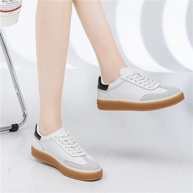 MORAZORA 2026 New Genuine Leather Shoes Women Sneakers Lace Up Spring Summer Fashion Platform Flats Ladies Casual Shoes Pi-Mart