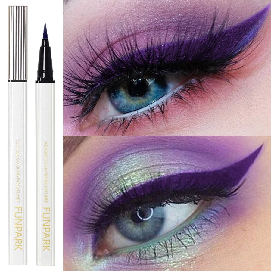 1PC New Purple Fine Liquid Eyeliner Long Lasting Eye Pen Waterproof Quick-drying Korean Makeup Products Beauty Matte Eye Pen Tri Light Beauty