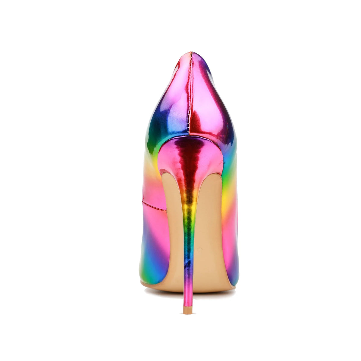 Brand Women High Heels 8-12CM Fashion Iridescent Pointed Toe Single Shoes Woman Thin Heel Summer Glossy Colorful Leather Pumps Pi-Mart