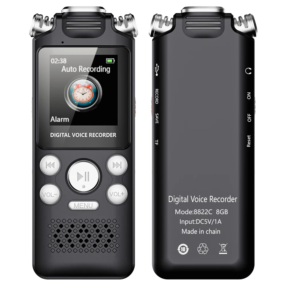 Professional Voice Activated Digital Audio Voice Recorder 8GB 16GB 32G Noise Cancelling Recording PCM Support OTG WAV MP3 Player Pi-Mart