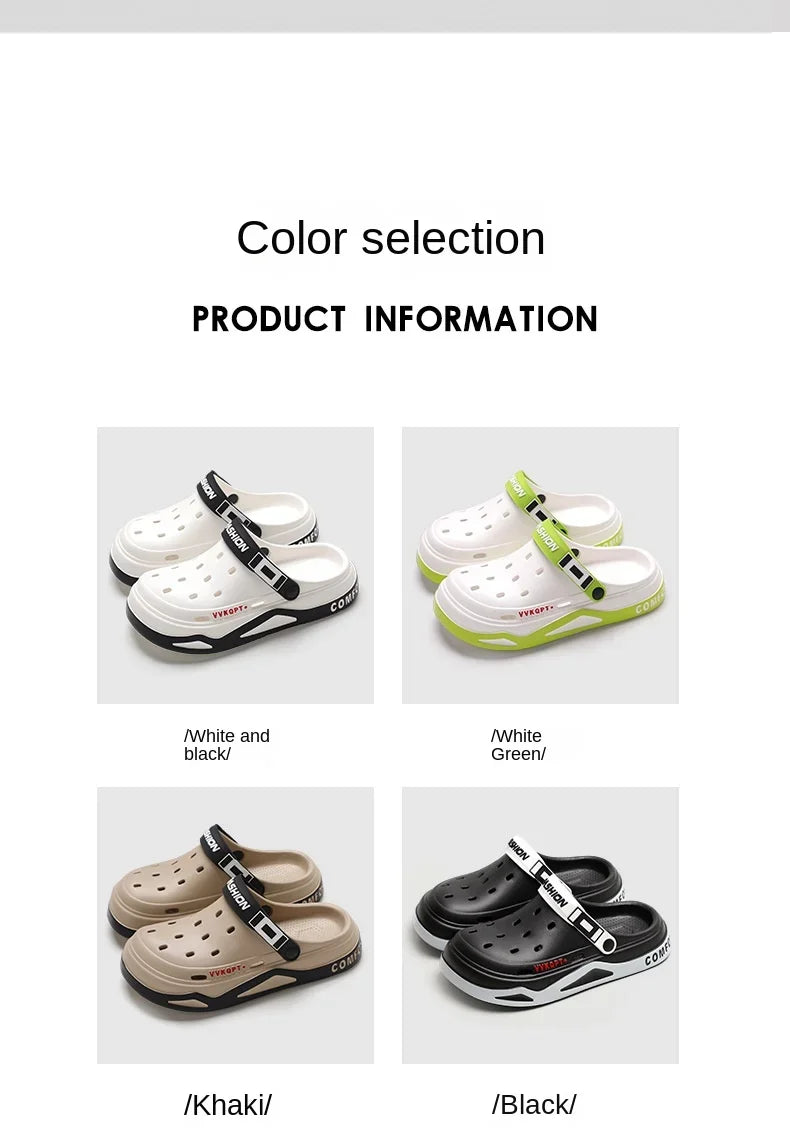 New fashion sandals Men's EVA casual comfortable hole garden shoes outdoor men's beach sandals indoor home unisex slippers Pi-Mart