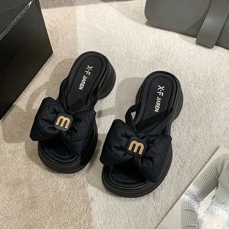 2024 summer New Fashion Women Shoes Slippers Comfortable Platform Shoe High Heels Leisure flower outdoor beach Slipper Women Pi-Mart