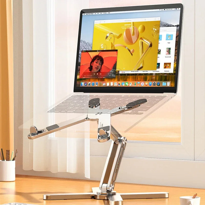 Laptop Stand with 360 Rotating Base, Computer Notebook Laptop Riser Metal Holder for Desk Collaborative Work, Fits All MacBook Pi-Mart