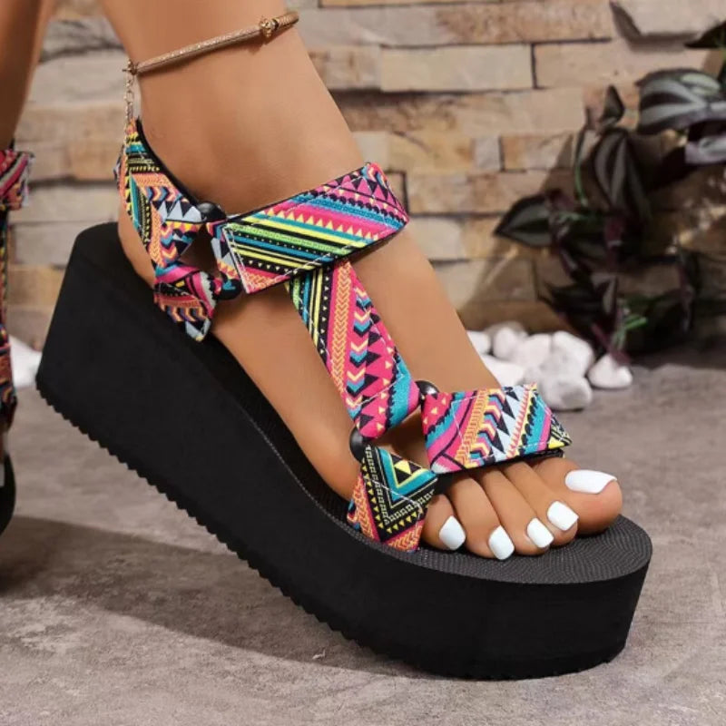Ladies new summer thick soled shoes Women comfort cloth Sandals Beach Set Foot Sandals exposed toe Light Casual Slippers Zapatos LadyShow.Store