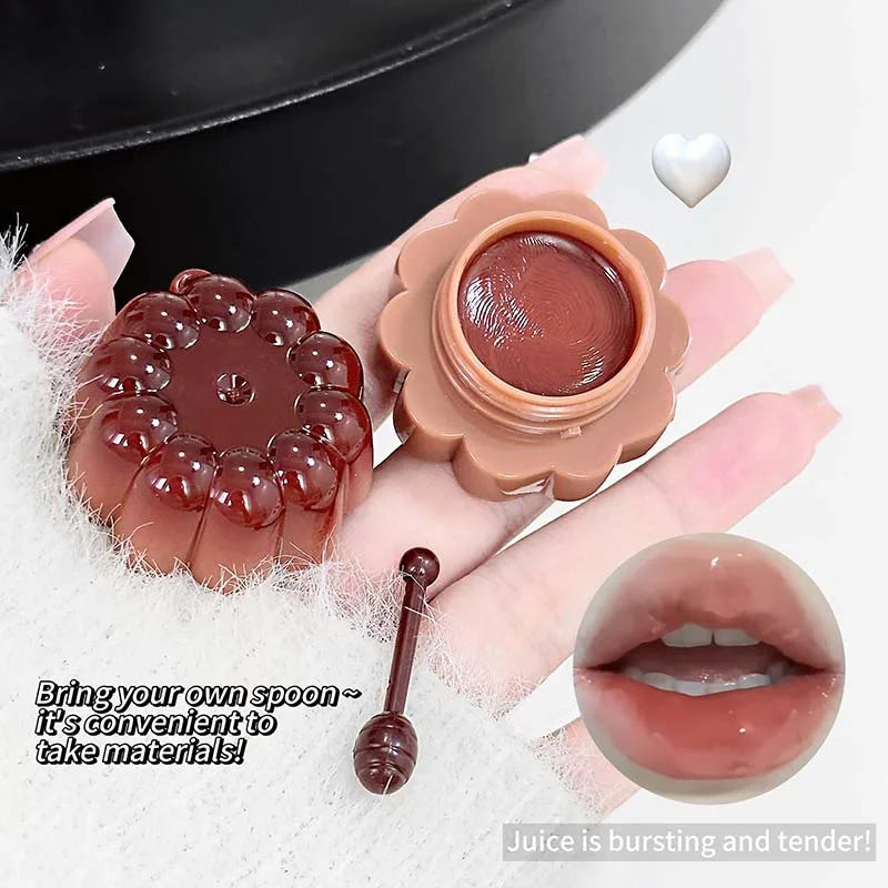 Jelly Solid Water Mirror Lip Gloss Shine Plumping Lip Balm Light Red Brown Natural Lasting Moisturizing Lip Tint Lipstick Makeup Pi-Mart