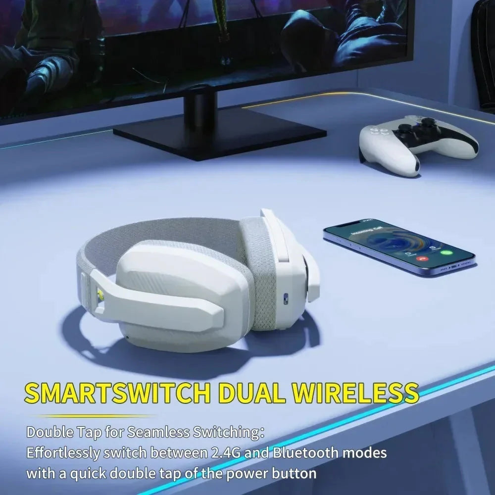 NNEOBA Wireless Gaming Headset with Mic White LuxuryLifeWay Online Store