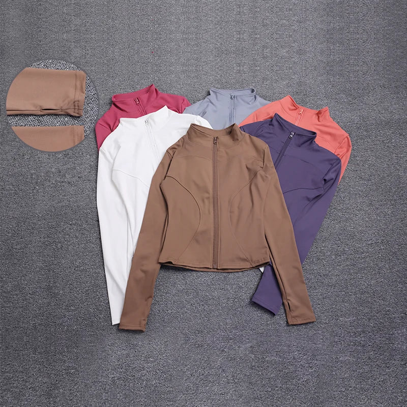 Women Sport Jacket Long Sleeve Shirt Workout Coat Gym Training Clothing Yoga Sportswear LadyShow.Store