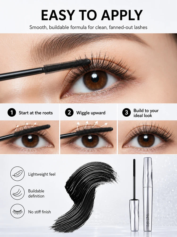 Life girls Waterproof Eyelash Primer Mascara, Lengthening Curling Lash Base, Smudge-Proof Long Lasting Black Brown Eye Makeup Pi-Mart