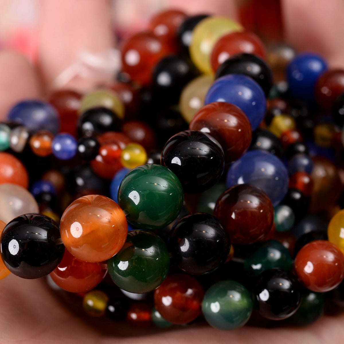 Natural Stone Beads Lava Jaspers Tiger Eye Quartz Agates Round Loose Beads for Jewelry Making DIY Bracelet Accessories 4-12MM Pi-Mart