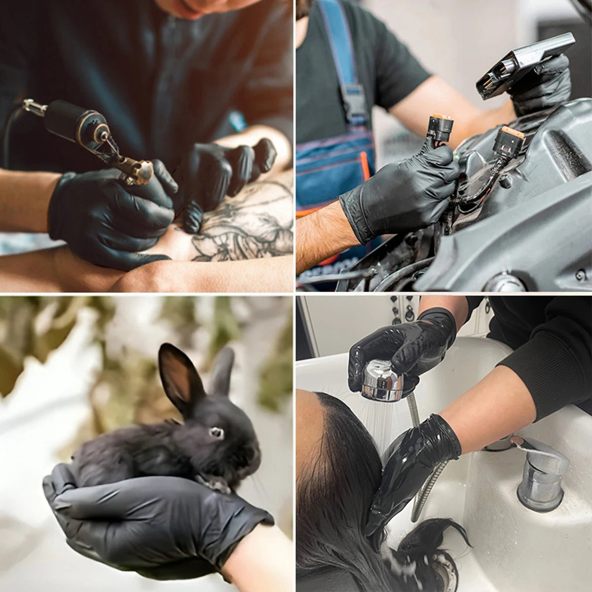 100/50/20/10pcs Black Nitrile Gloves Thickened Disposable Cleaning Hairdressing Gloves Waterproof Household Industrial Gloves Pi-Mart