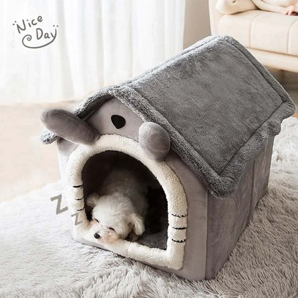 Winter Warm Foldable Pet House Detachable Washable Liner Comfort Kennel Bed for Small Medium Dogs and Cats Indoor Rest Nest Pi-Mart