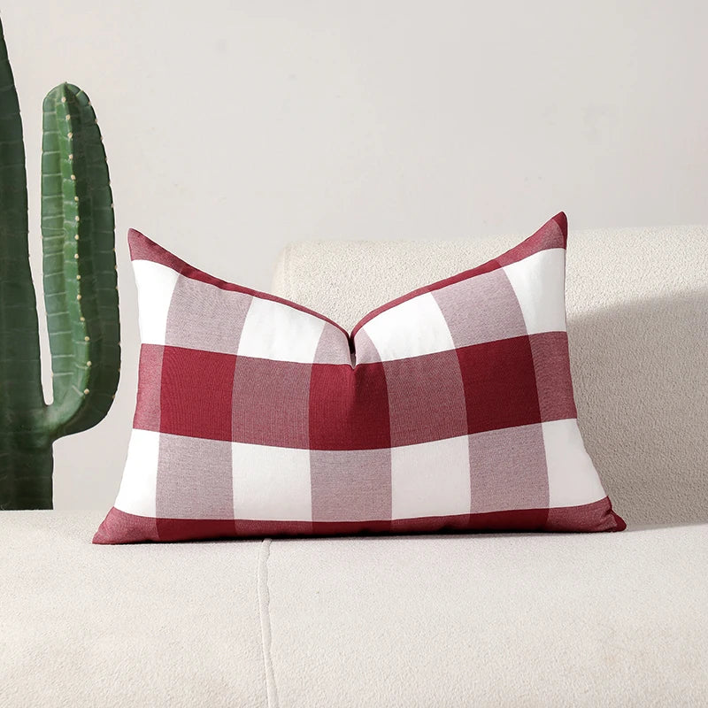 Classical Striped Cushion Cover 45x45cm Hawthorn Red Ivory Recycle Polyester Fabric Pillow Cover Indoor Outdoor Home Decoration Pi-Mart
