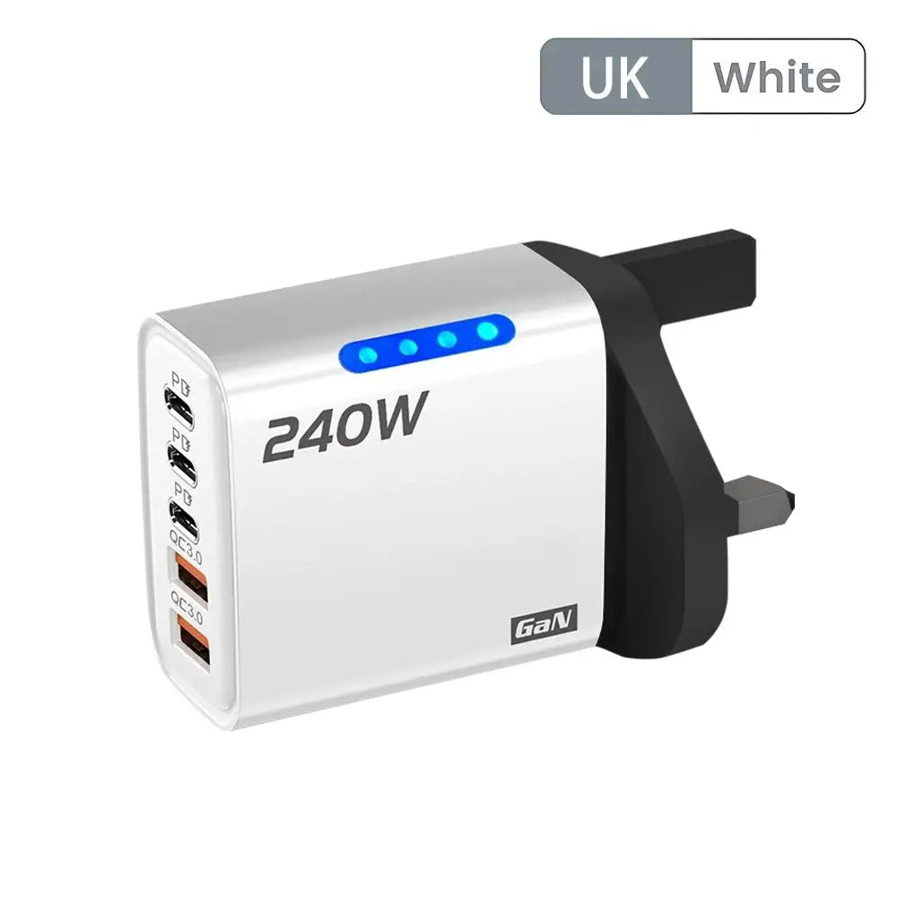 Type C USB 240W Fast Charging Charger GaN USB C Phone Charger Wall Adapter Quick Charge 3.0 With PD Cable For iPhone 17 Samsung Pi-Mart