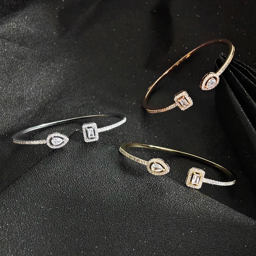 Trendy Snake Punk Pear Shape Silver Color on Hand Adjustable Open Bangle for Women Anniversary Gift Jewelry Wholesale S5214bb Pi-Mart