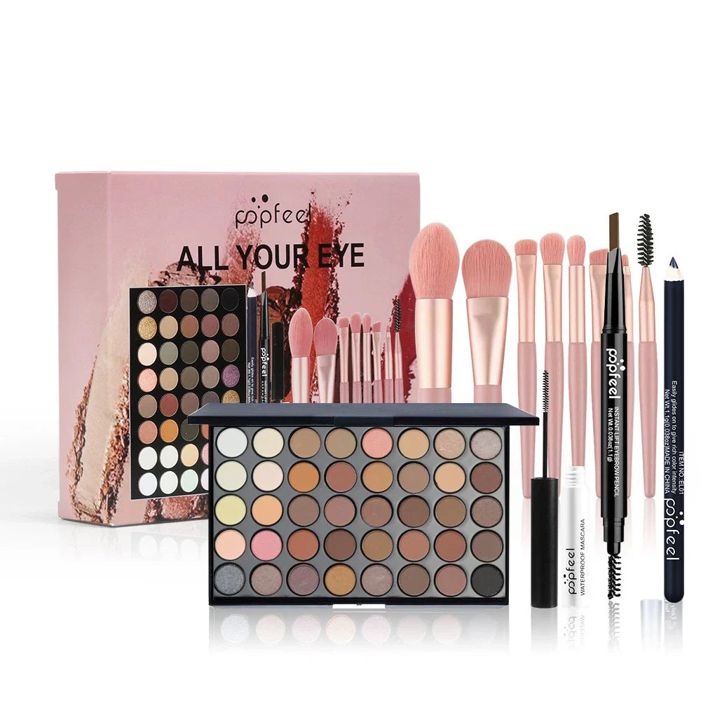 POPFEEL Eye Makeup Set 40 Color Eyeshadow Palette Eyebrow Pencil Eyeliner Pen Mascara With A Set Of Makeup Brushes Eye Cosmetics Tri Light Beauty
