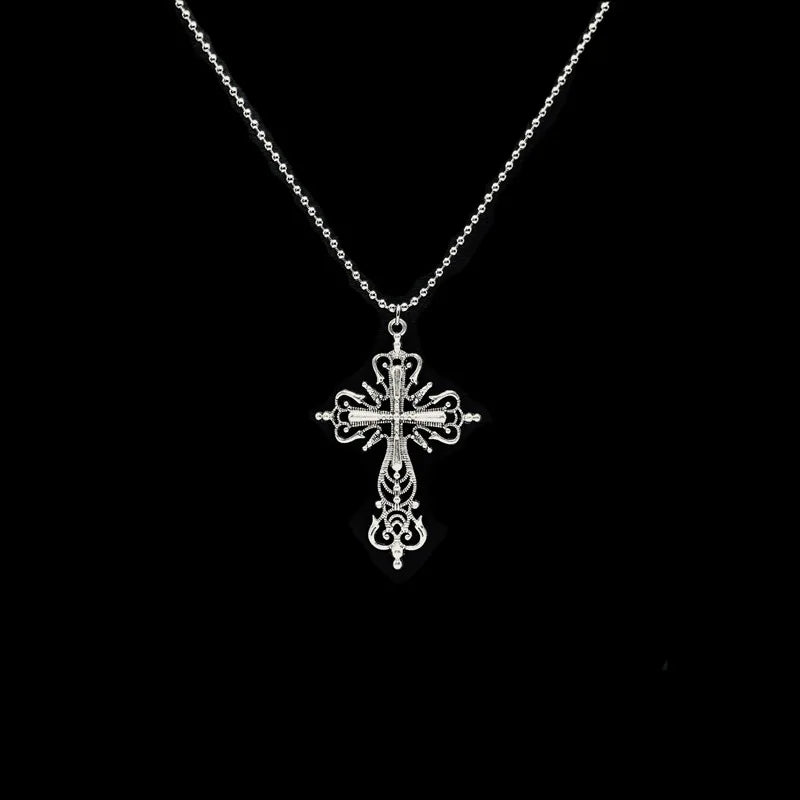Gothic Big Zircon Cross Necklace Unisex Y2K Irregular Goth Large Cross Pendant Necklaces  for Men Women Couple Necklace Jewelry Pi-Mart